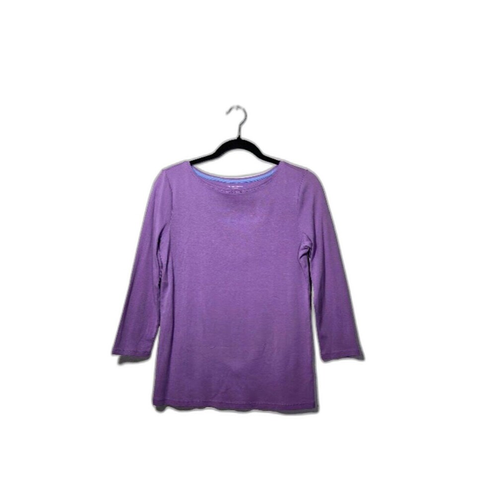 Talbots Women's  Light Purple Shade 3/4 Sleeve 100% Pima Cotton Knit Top Size: S - Picture 8 of 11